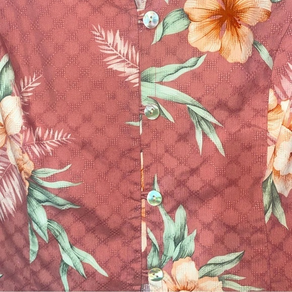 TOMMY BAHAMA Silk Pink Floral Hawaiian Bohemian Button Up Sleeveless Top - Picture 4 of 4
